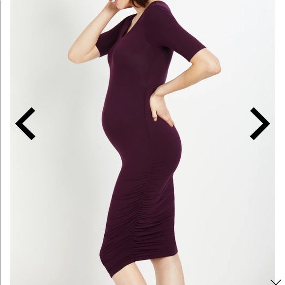 Motherhood‎ Maternity Dress Fitted Purple elbow sleeve - Picture 1 of 7